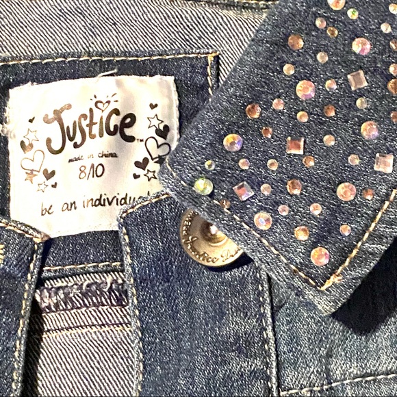 Justice Girl’s Denim Vest with Bling on Collar - Picture 8 of 8